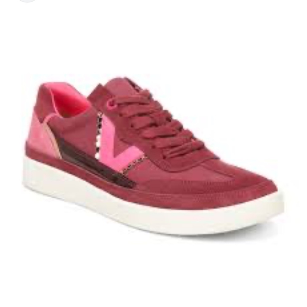 Vionic Mylie Casual Lace up low top Trainers Running Suede Leather Burgundy 8.5